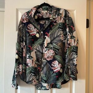 Umgee Tropical Button Down Blouse